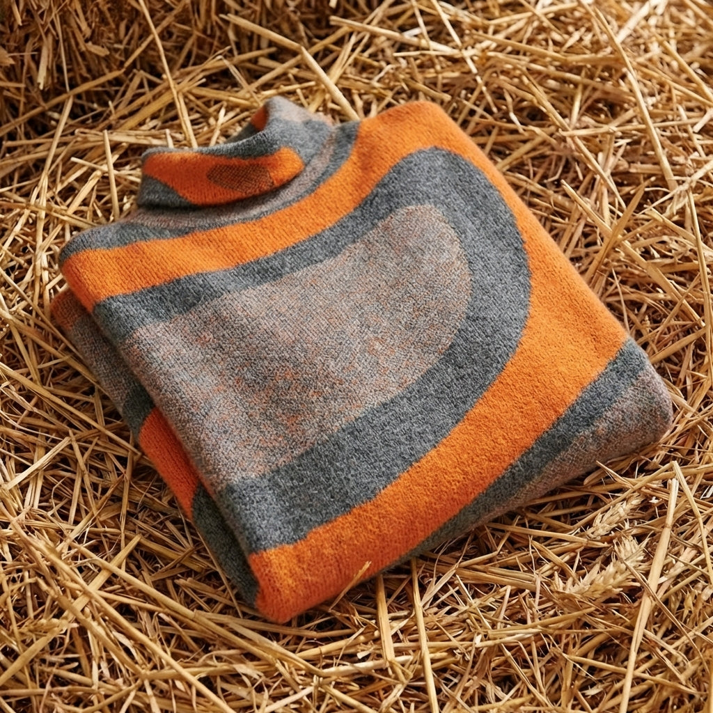 Cotton Sweater with Abstract Swirl
