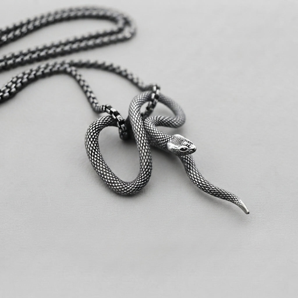 Silver Coiled Snake Necklace
