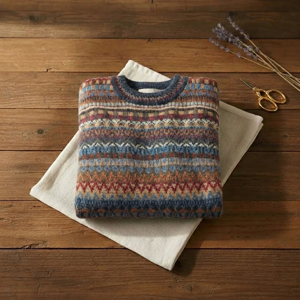 Vintage Tapestry All Over Fair Isle Crew Neck Pullover