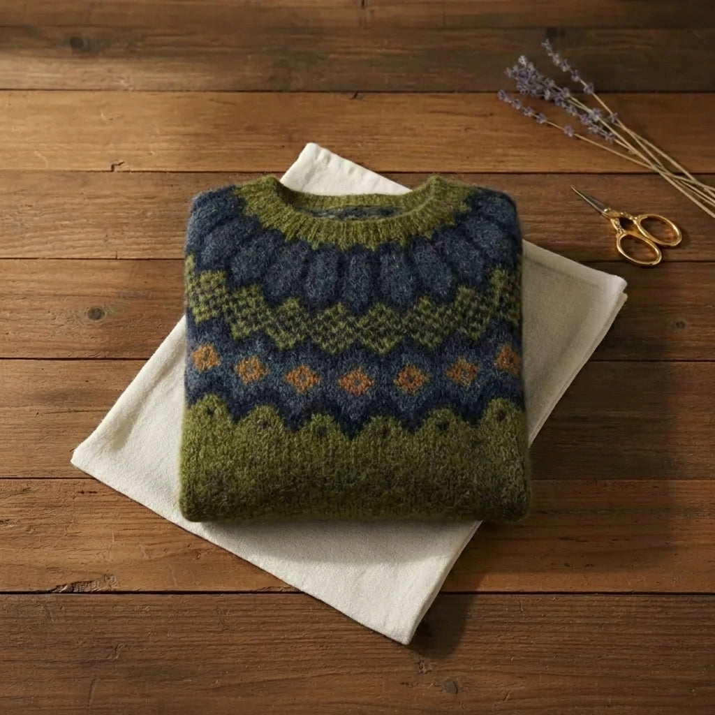 Forest & Fjord Fair Isle Mohair Crew Neck Sweater