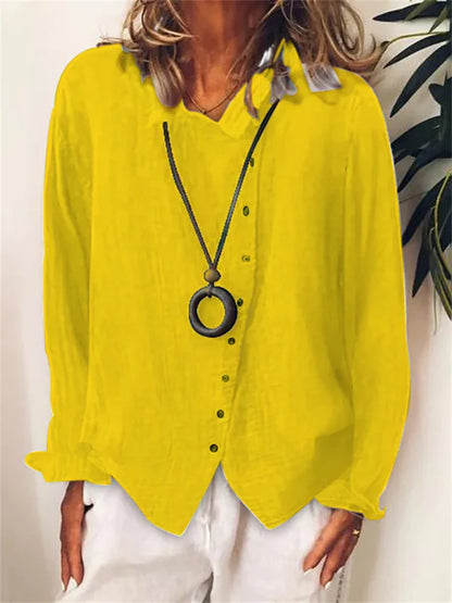 Linen Button Down Shirt With Long Sleeves