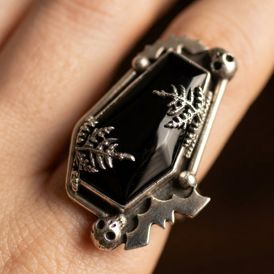 Black Onyx Coffin Ring
