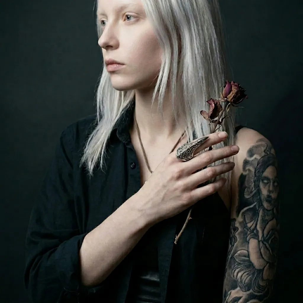Raven Skull Beak Ring