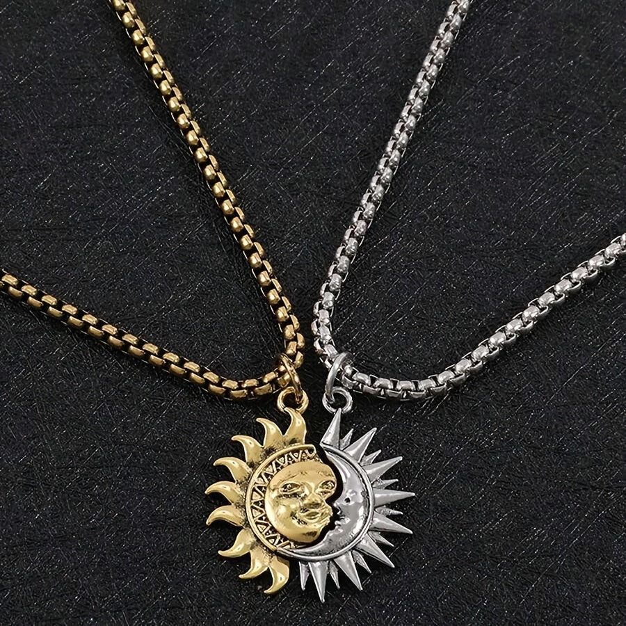 Punk Sun & Moon Necklace Set