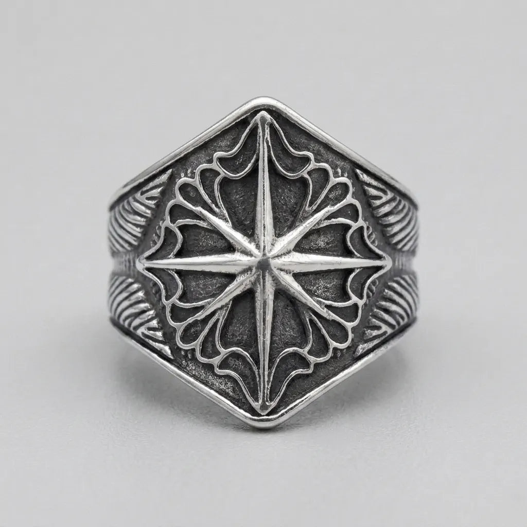 Gothic Compass Signet Ring