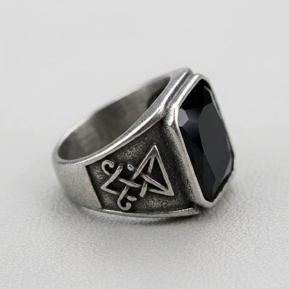 Signet Ring with Black Gemstone - Small Style