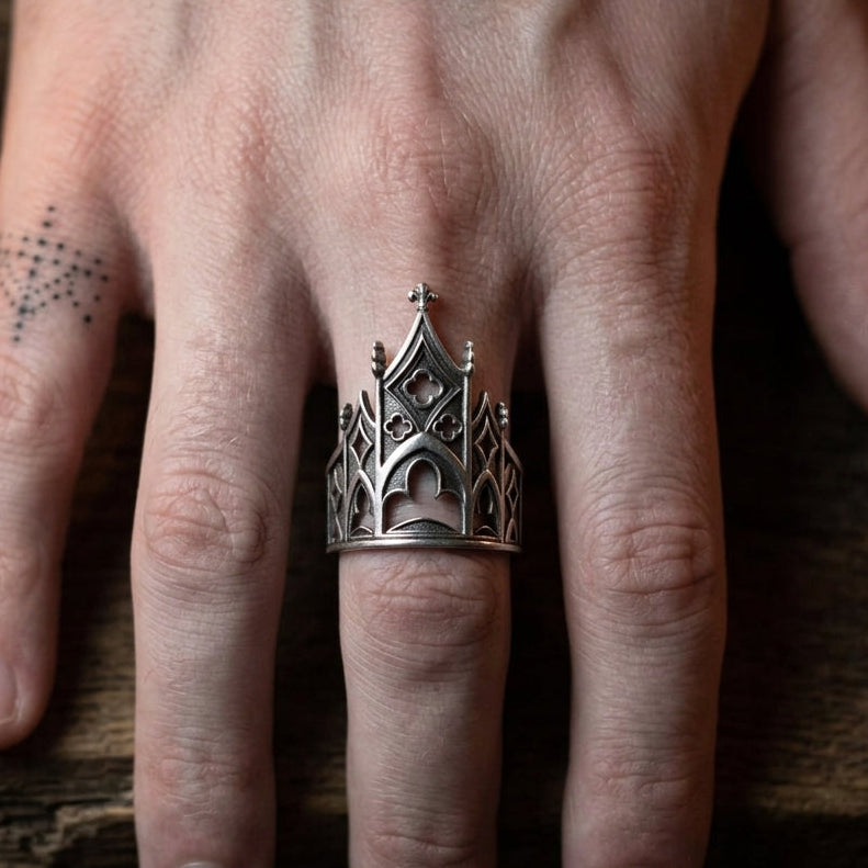 Gothic Cathedral Ring Oxidized Sterling