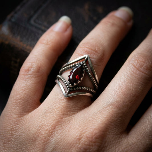 Garnet Chevron Statement Ring