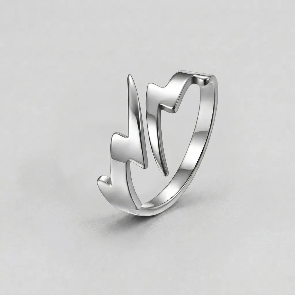 Double Lightning Bolt Open Band Ring