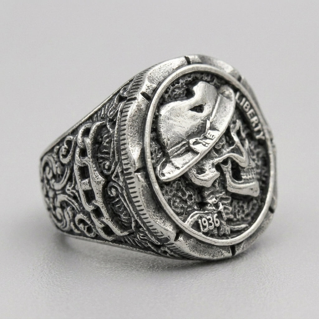 Hobo Nickel Skull Ring