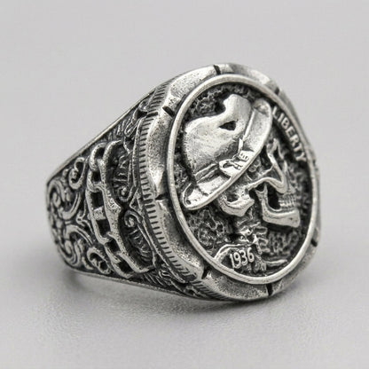 Hobo Nickel Skull Ring