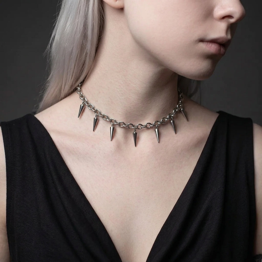 Stainless Steel Punk Aesthetic Stud Necklace