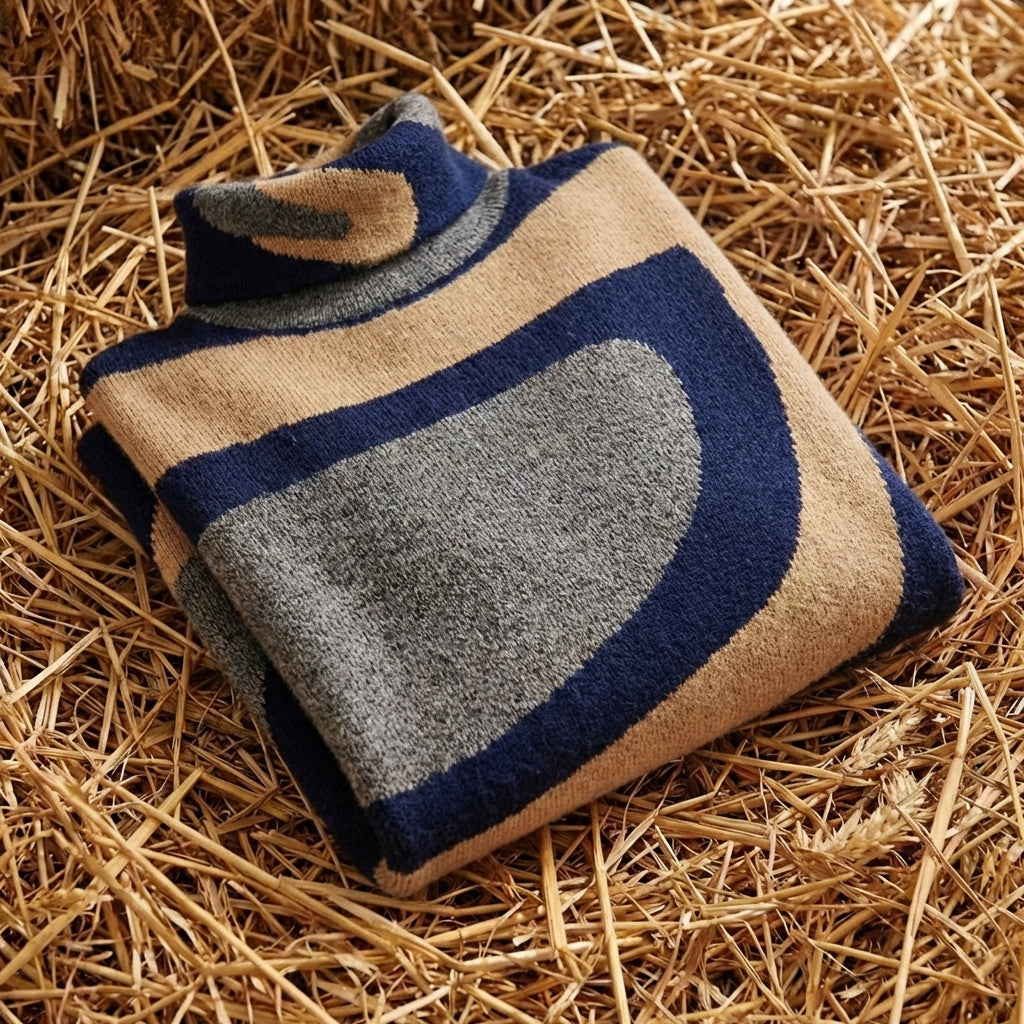 Cotton Sweater with Abstract Swirl