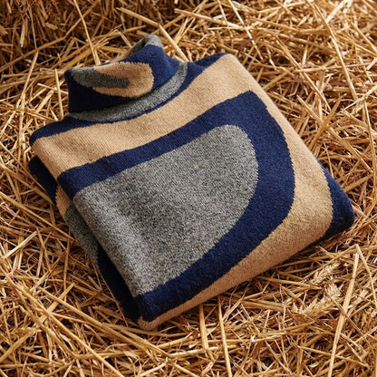 Cotton Sweater with Abstract Swirl