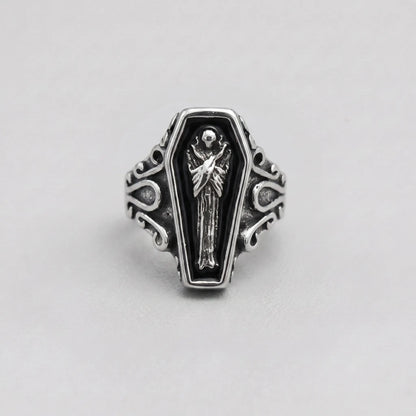 Grim Reaper Coffin Signet Ring