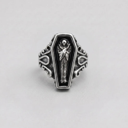 Grim Reaper Coffin Signet Ring