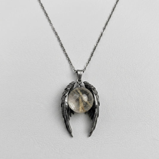 Angel Wings Crystal Ball Necklace