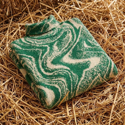 Cotton Turtleneck with Swirl Pattern