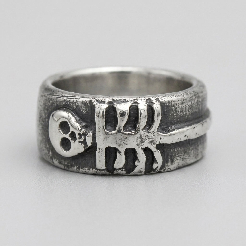 Skull & Spine Skeleton Band Ring