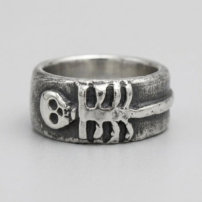 Skull & Spine Skeleton Band Ring