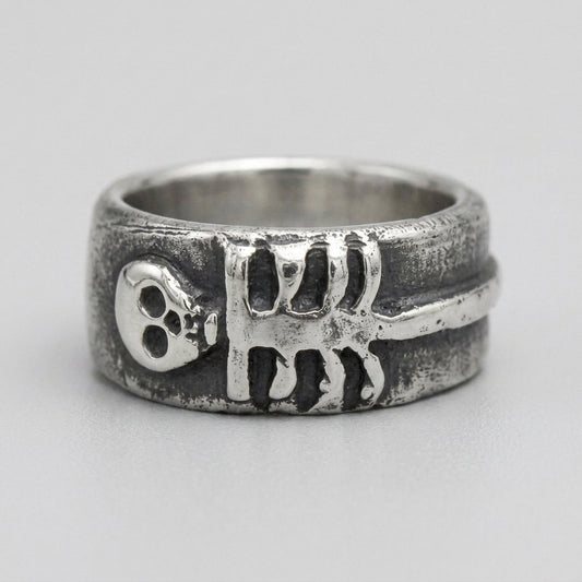 Skull & Spine Skeleton Band Ring