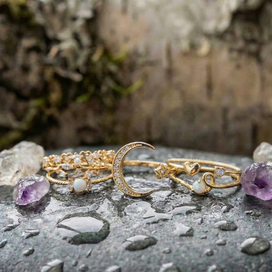 10 Pack Of Bohemian Silver And Gold Plated Rings