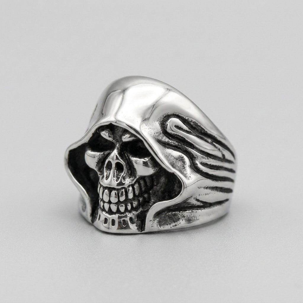Hooded Skull Grim Reaper Statement Ring