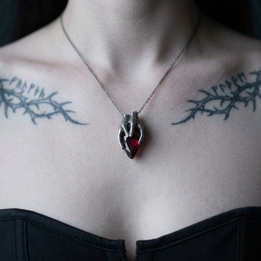 Silver Drop Garnet Necklace