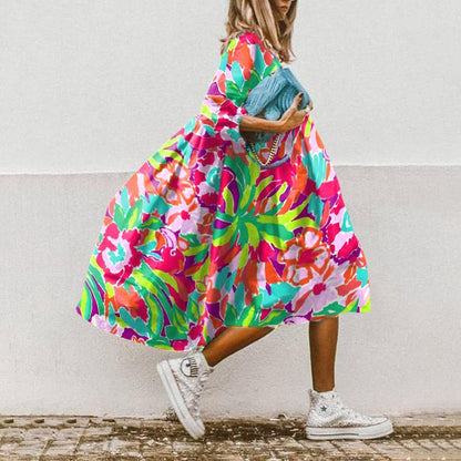 KS | Printed A-line midi dress