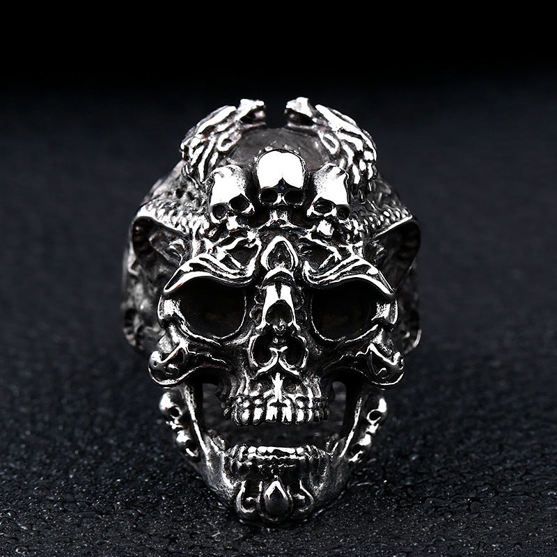 European And American Retro Fashion Personalized Jewelry Stainless Steel Men's Stars And Stripes Skull Ring Ring In Stock
