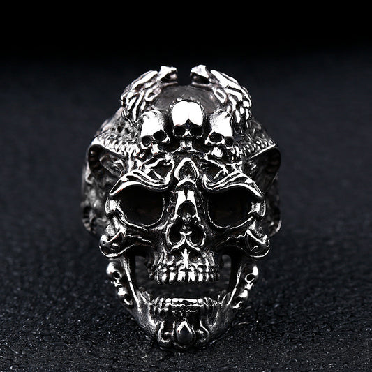 European And American Retro Fashion Personalized Jewelry Stainless Steel Men's Stars And Stripes Skull Ring Ring In Stock
