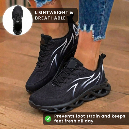 Orthopedic Mesh Athletic Sneakers - Flame Pattern & Blade Sole