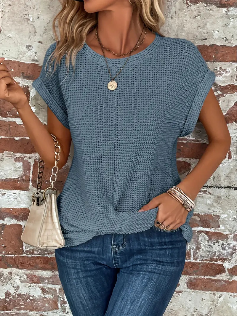 KS | Waffle knit top with rolled sleeves