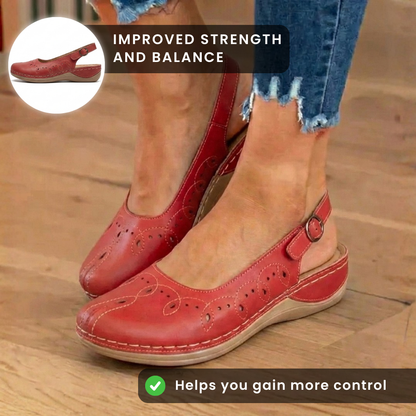 Orthopedic Suede Perforated Slip-On Flats - Scalloped Wave Detail