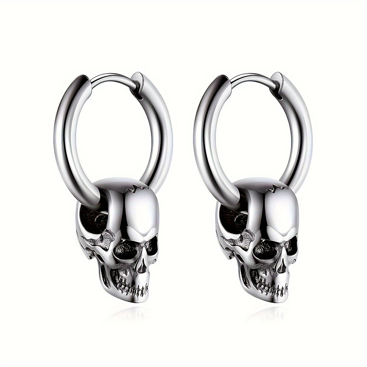 Skull Pendant Hoop Earrings