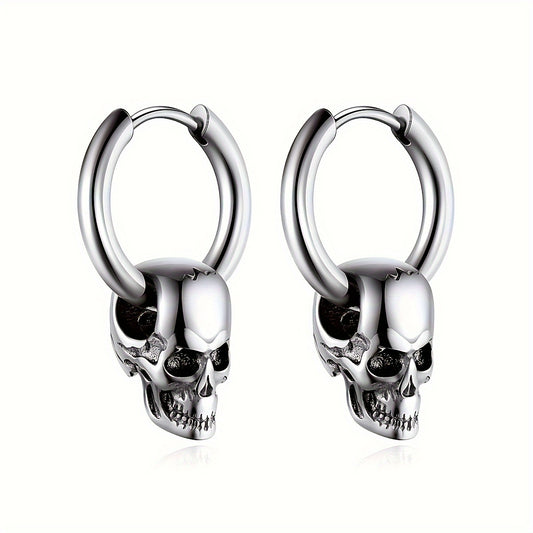 Skull Pendant Hoop Earrings