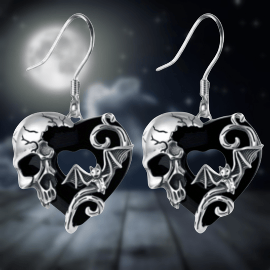 Heart Skull & Bat Earrings
