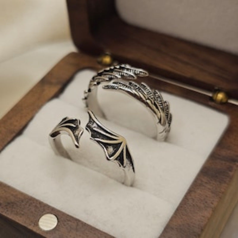 Angel & Devil Wedding Band Set