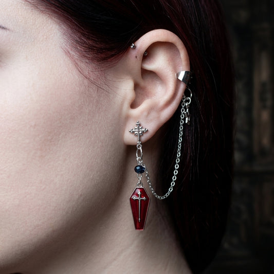 Coffin Shaped Dangle Earrings Goth