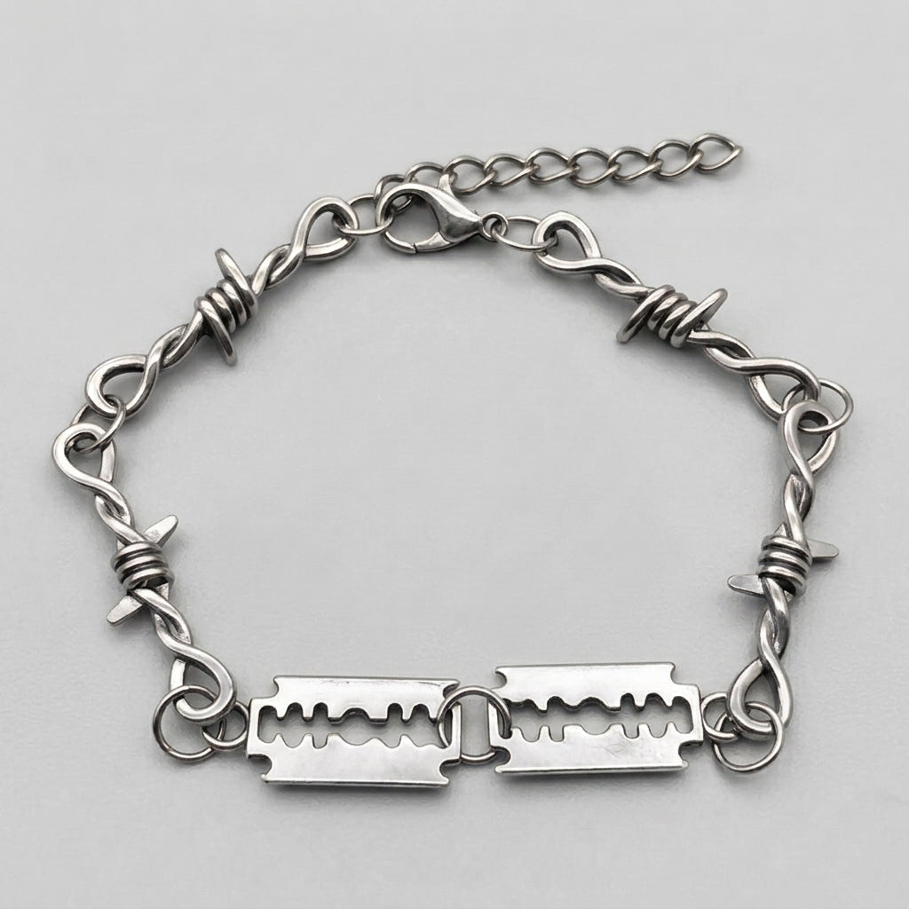 Blade & Barbed Wire Chain Bracelet
