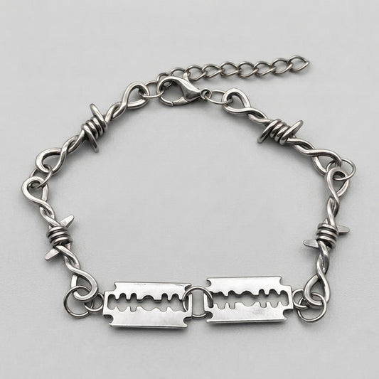 Blade & Barbed Wire Chain Bracelet