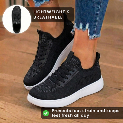 Orthopedic Knit Slip-On Sneakers - Stretch Collar & White Sole