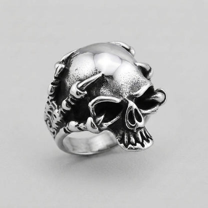 Skull Ring with Clawed Talon Accents