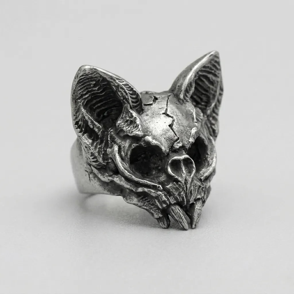 Calvarium Cat Skull Statement Ring