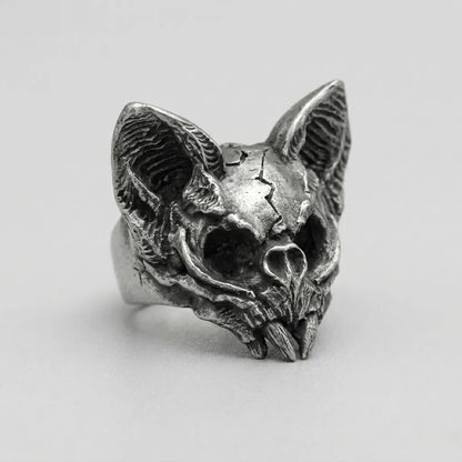 Calvarium Cat Skull Statement Ring