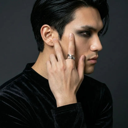 Double Lightning Bolt Open Band Ring