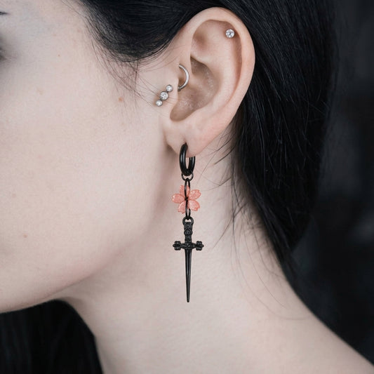 Sakura Blade Black Earrings