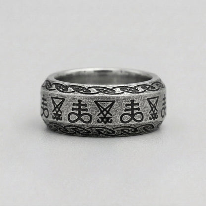 Sigil of Lucifer Leviathan Cross Occult Band Ring