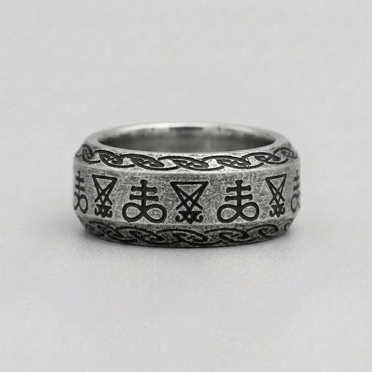 Sigil of Lucifer Leviathan Cross Occult Band Ring