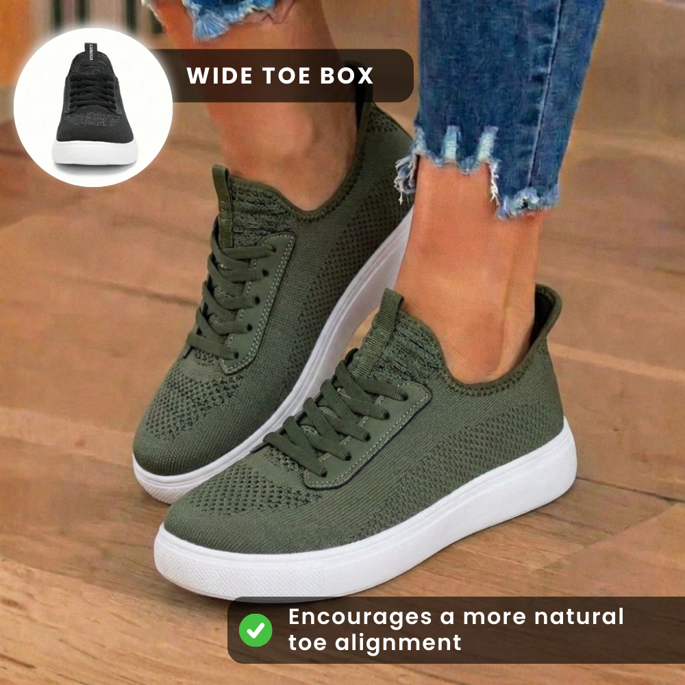 Orthopedic Knit Slip-On Sneakers - Stretch Collar & White Sole